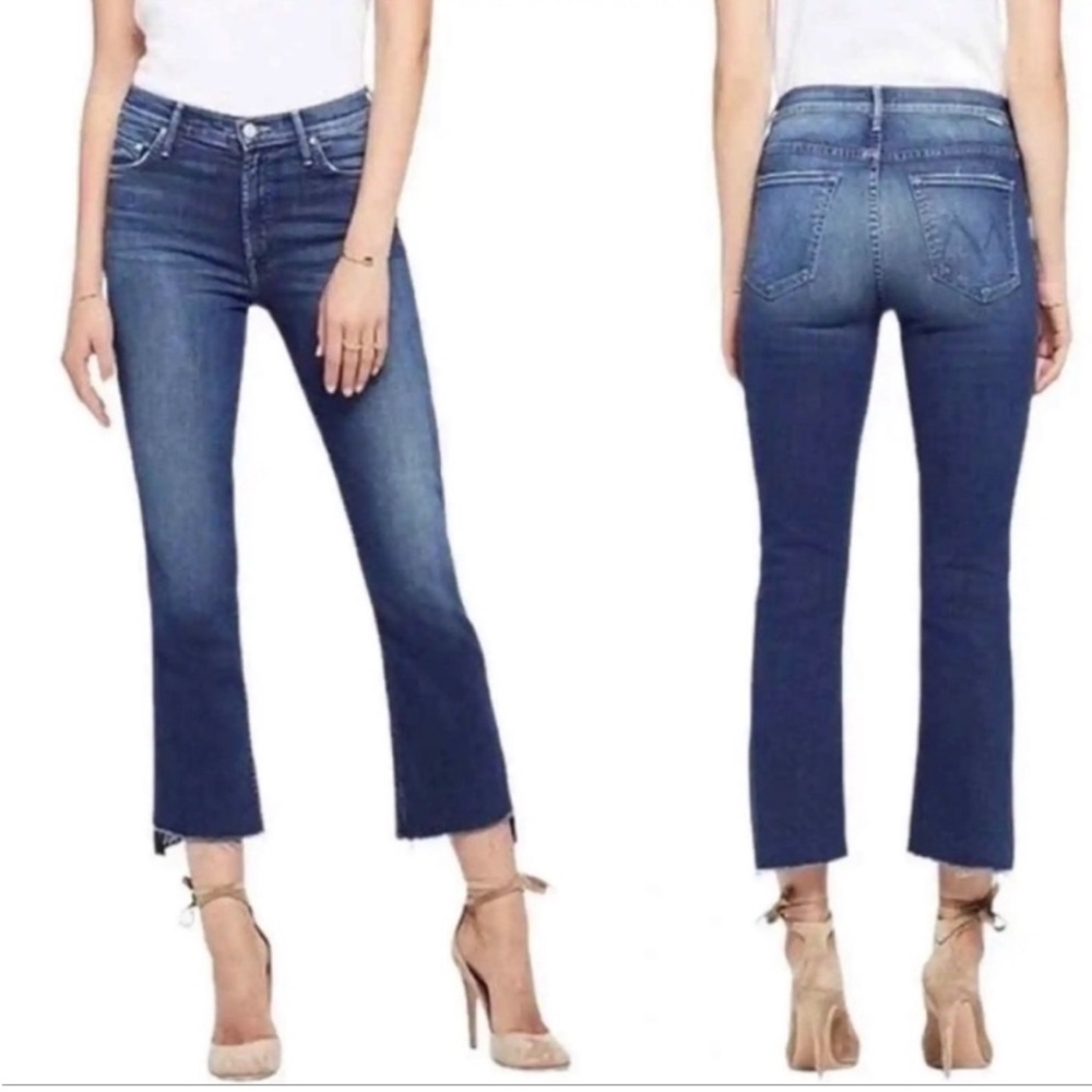 MOTHER Insider Crop Step Fray Denim Jeans Raw Step Hem High Rise Waist Size 26